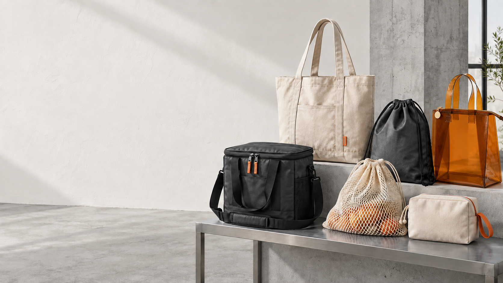 Selection of custom bags for retail, travel and outdoor use